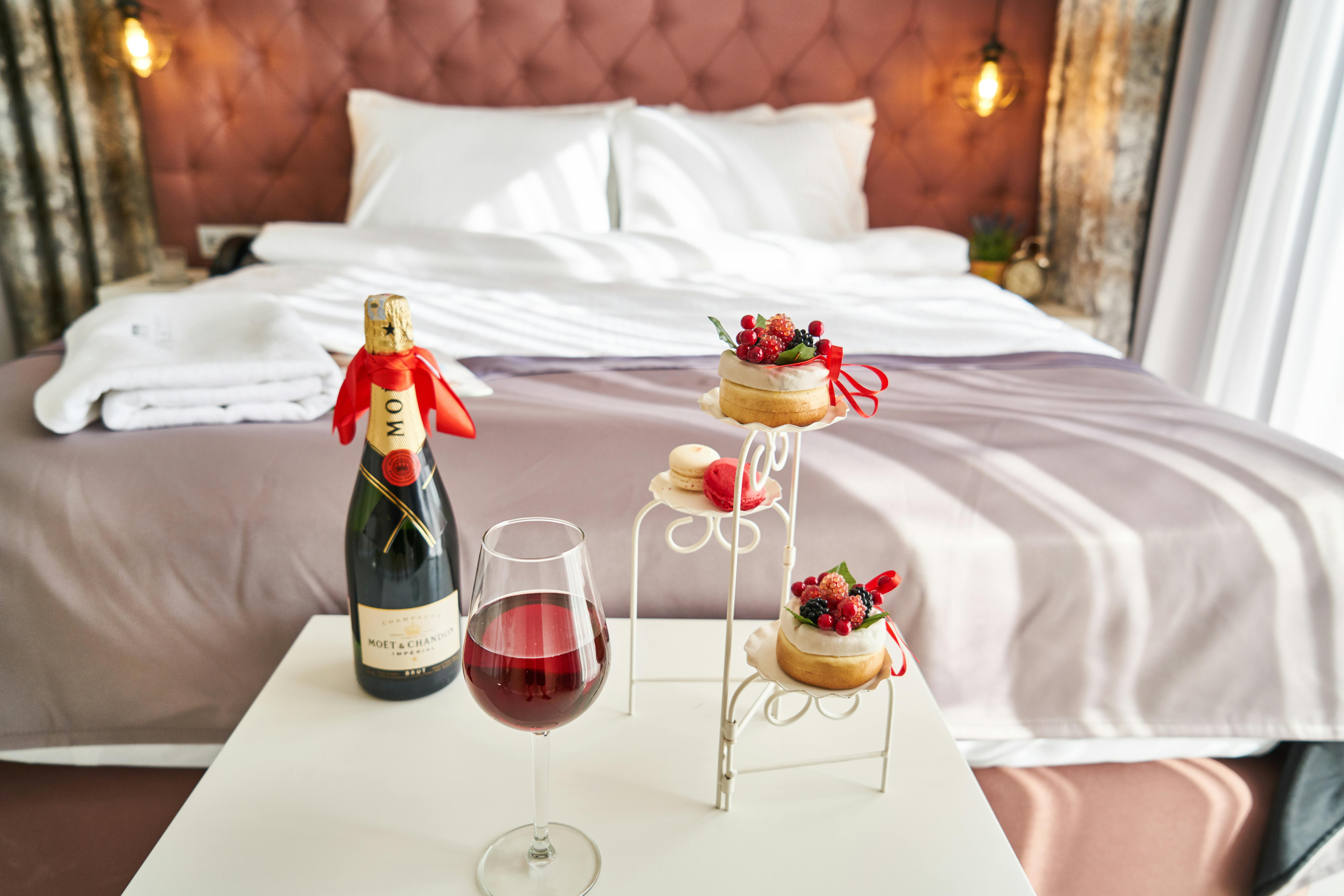 Luxury room service with champagne